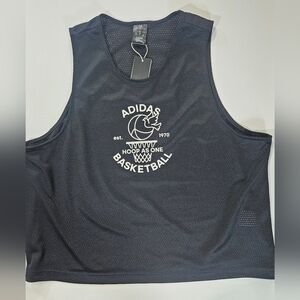 Adidas Basketball Jersey Womens Tank Top‎ XL Black White Graphic Team Activewear